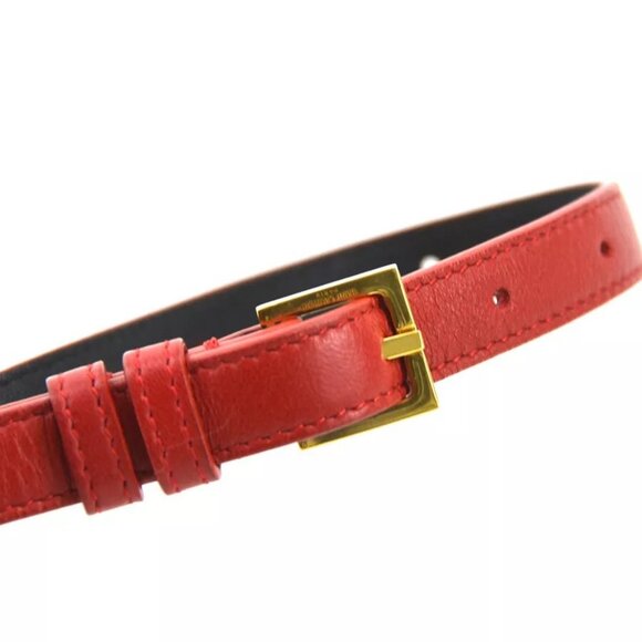 Auth SAINT LAURENT Waist Bag Belt Bag Red Leather/Goldtone - Picture 6 of 14